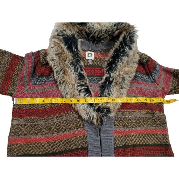 Anne Klein Women's Cardigan Sweater with Detacheable Faux Fur Collar Siz… - Picture 4 of 12